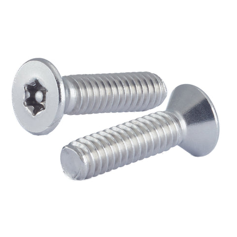 12-24 x 1/2 Stainless Steel Tamperproof 6 Lobe Pin-In Flat Head Head Machine Screw - Box of 250